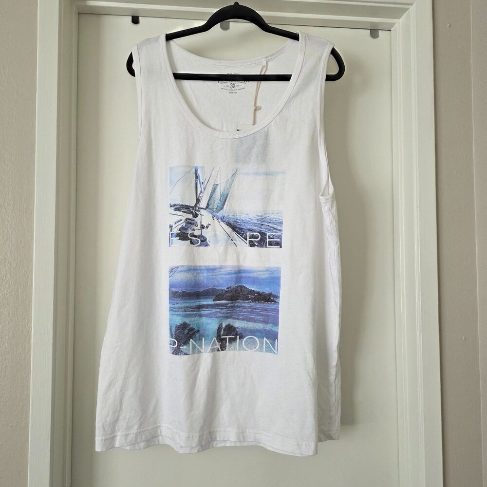 NEW Parish Nation Men's Muscle Tank T-Shirt Ocean Sailboat Escape Cotton Size 3X